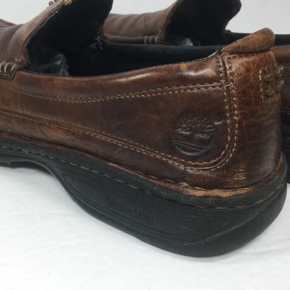 Timberland Loafer Mens Size 9 M Shoes Pebbled‎ Leather Slip On Brown 79504